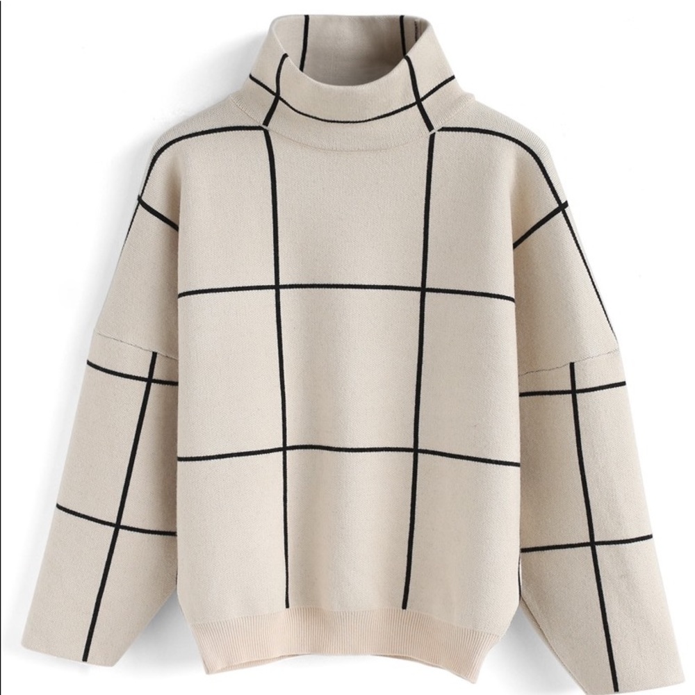 Grid Turtleneck Sweater - NWT